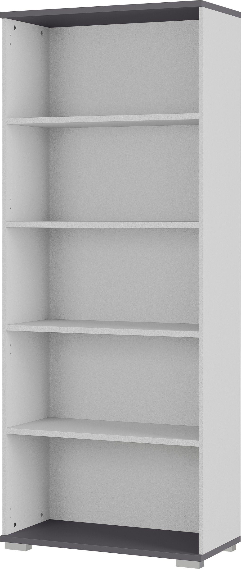möbelando Bücherregal 416, BxHxT: 80x200x40 in cm, grau, mit 4 Einlegeböden anthrazit