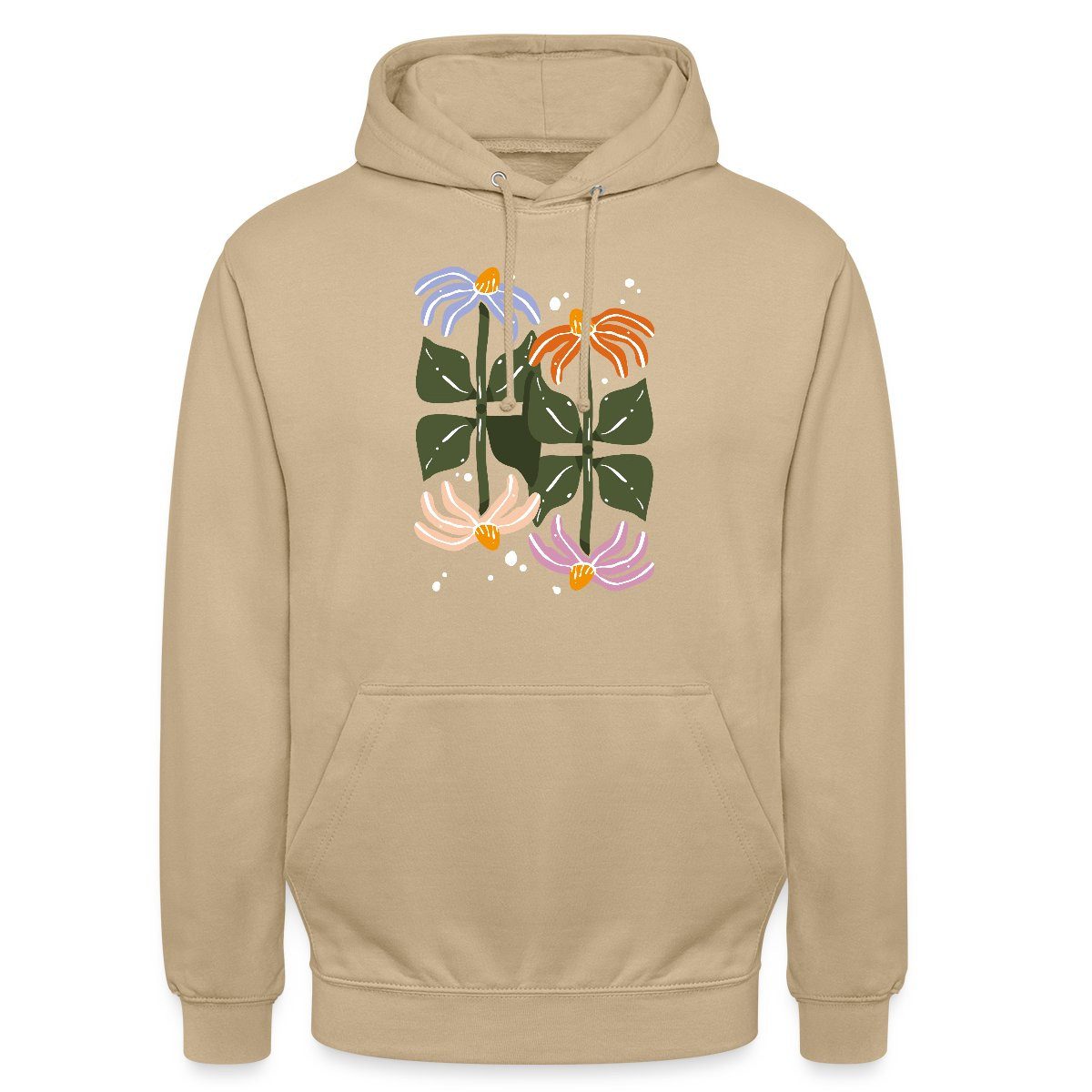 Spreadshirt Hoodie Bunte Retro Blumen Illustration Im Boho Stil Unisex Hoodie (1-tlg)