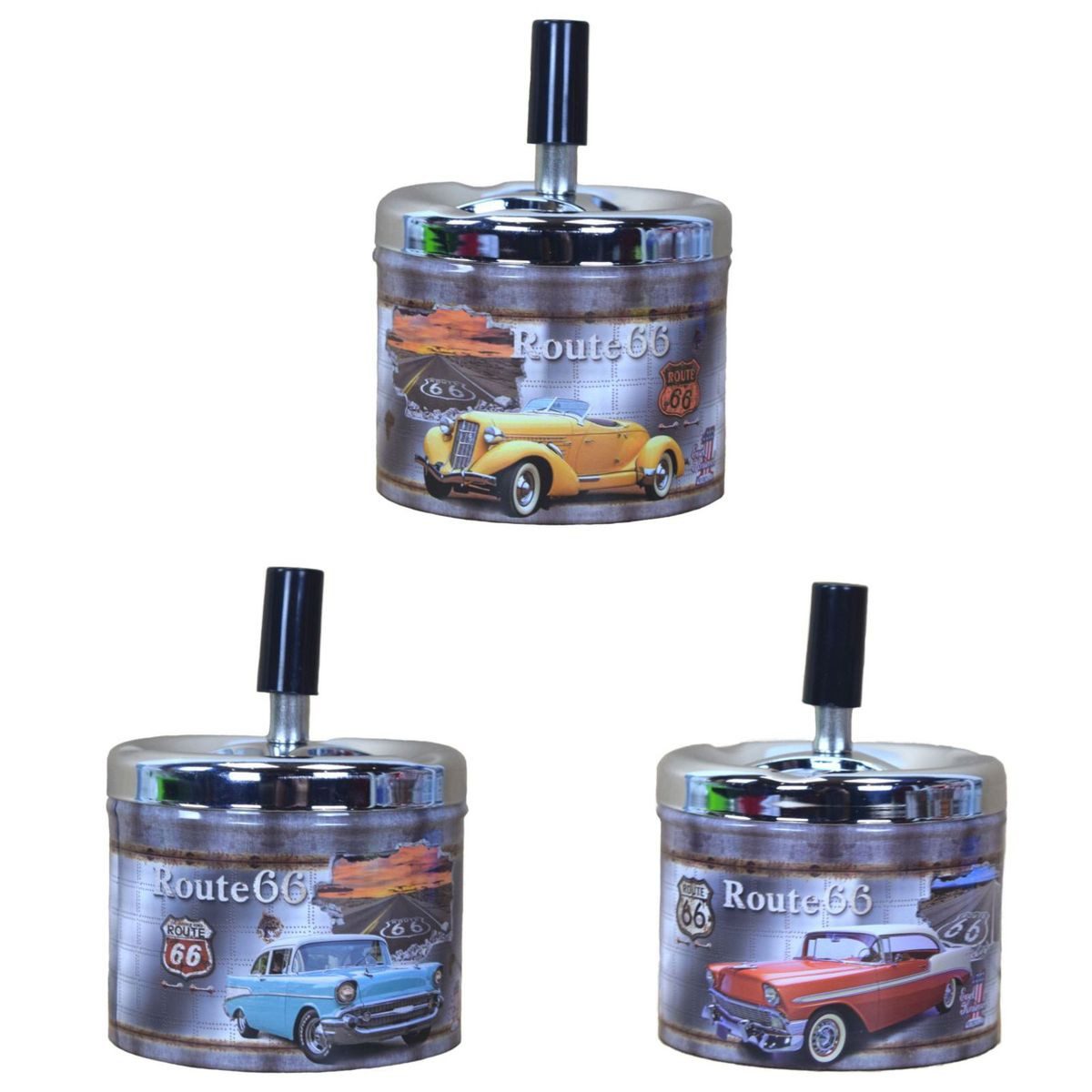Marabellas Shop Aschenbecher Oldtimer Drehaschenbecher ca.9,5 x 12cm Aschenbecher Windaschenbecher, mit 3 Einsenkungen