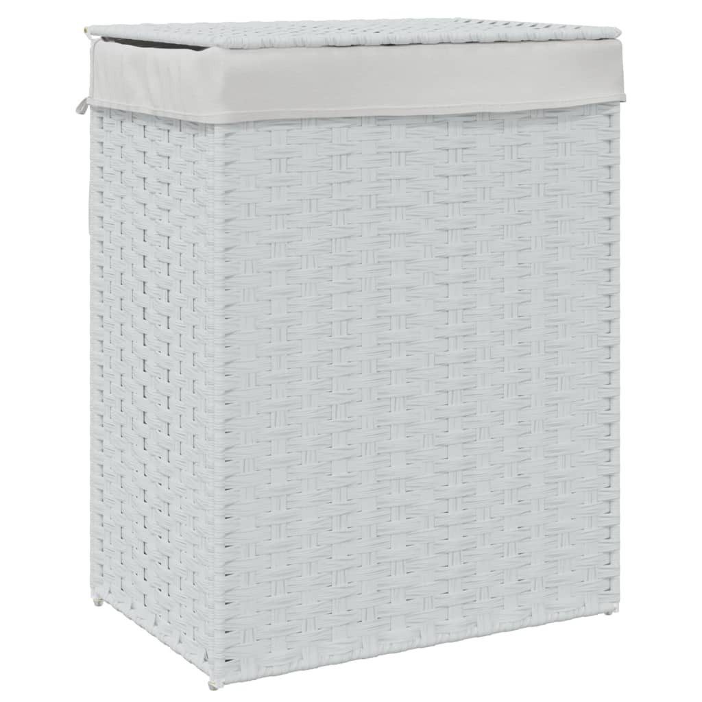furnicato Wäschekorb aus PE-Rattan Weiß 46 x 33 x 60 cm (1 St)