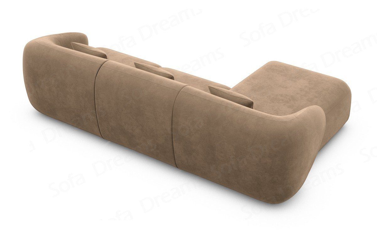 kurz mane mit Sofa Dreams Ecksofa Design Samtstoff Polster Stoffsofa, Couch Form L Marbella Loungesofa hellbraun09 Sofa