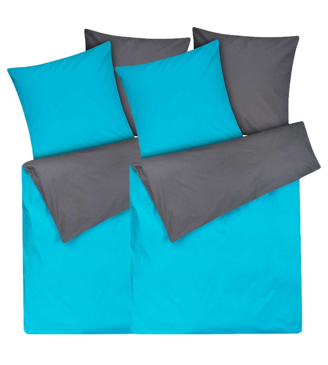 MOON Heimtextilien Wendebettwäsche 2er Pack MOON Renforcé UNI Bettwäsche 100% Baumwolle 135x200 / 80x80