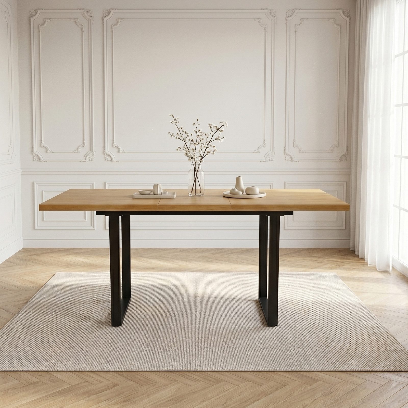 Jiexi Esstisch Esstisch, Ausziehbarer Tisch (130–170 cm), Tischplatte aus MDF