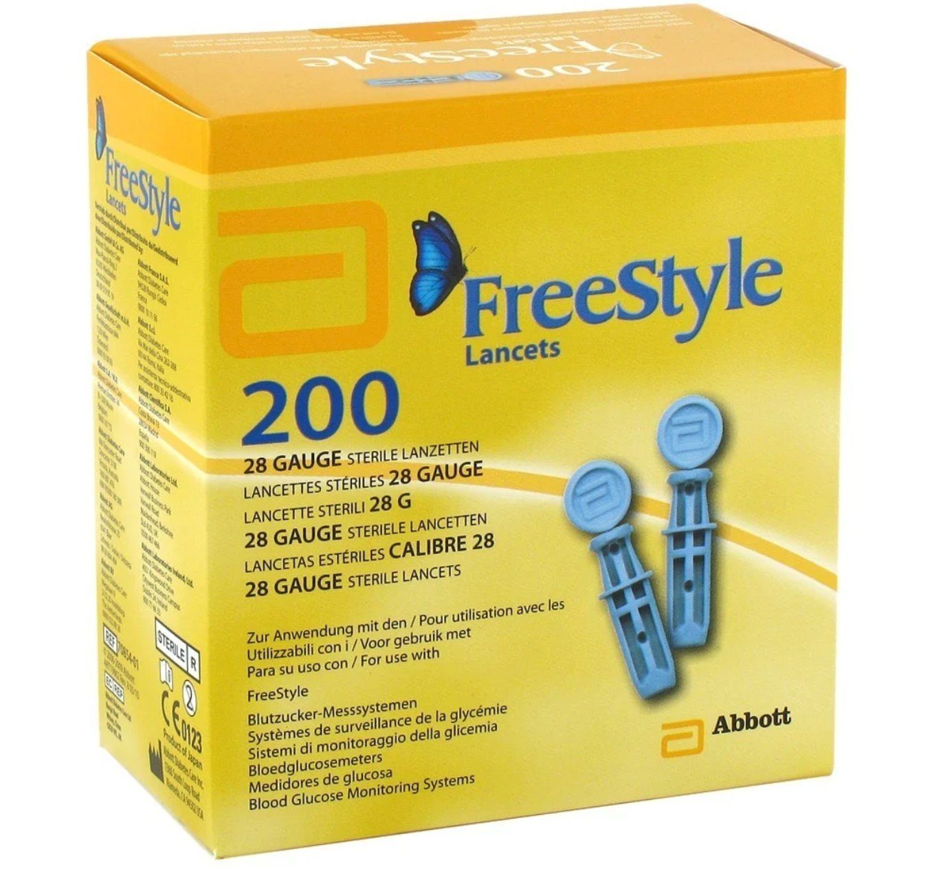 Abbott Lanzetten FreeStyle Freedom Lite Lanzetten, Spar-Set, Stechsichere Einzelverpackung, Hygienische Blutprobengewinnung, 200 tlg., Fein geschliffene Stahlklingen fast schmerzlos