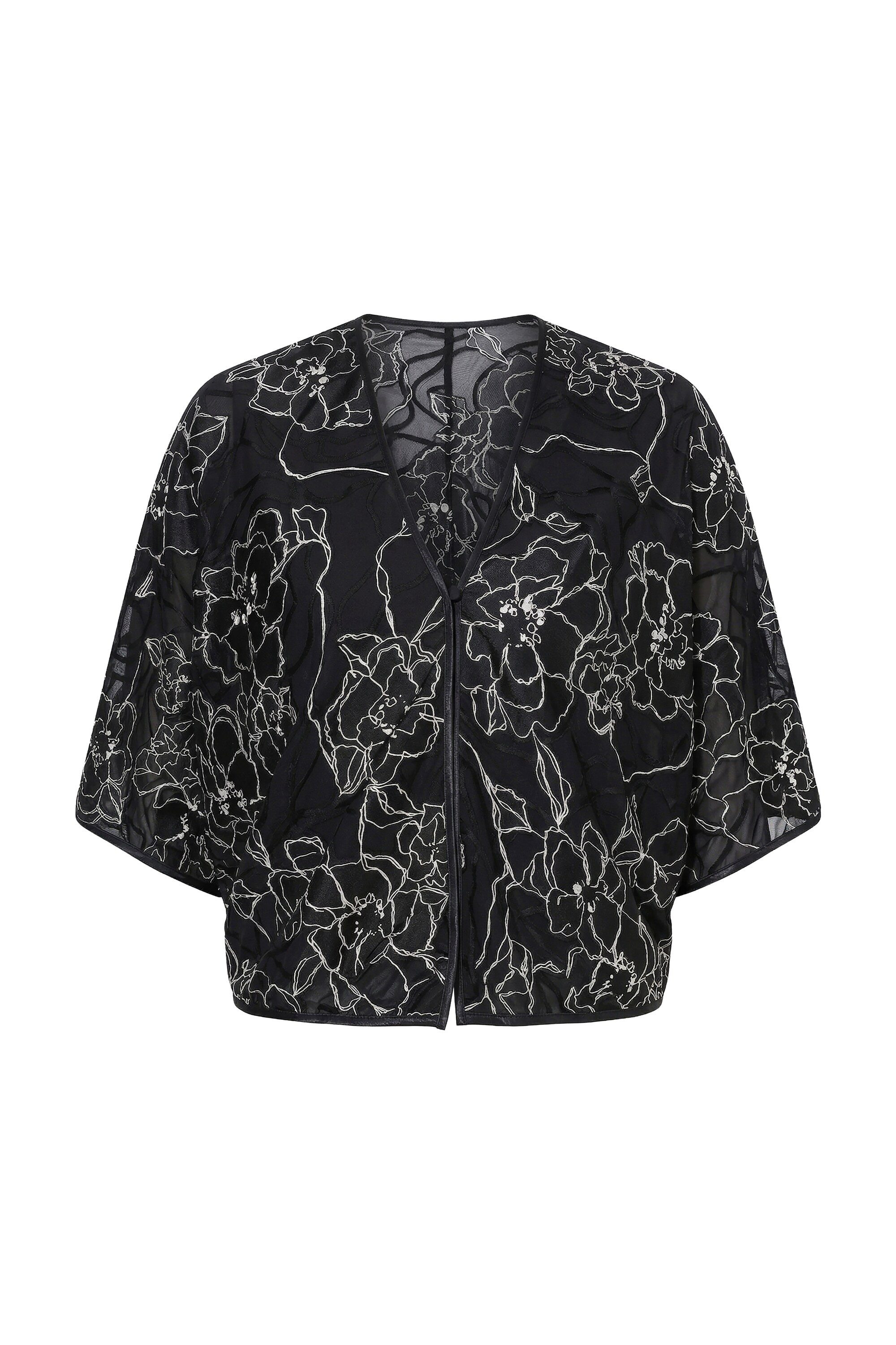 Ulla Popken Sommerjacke Bolero Seidenmix Oversized Fledermausarm