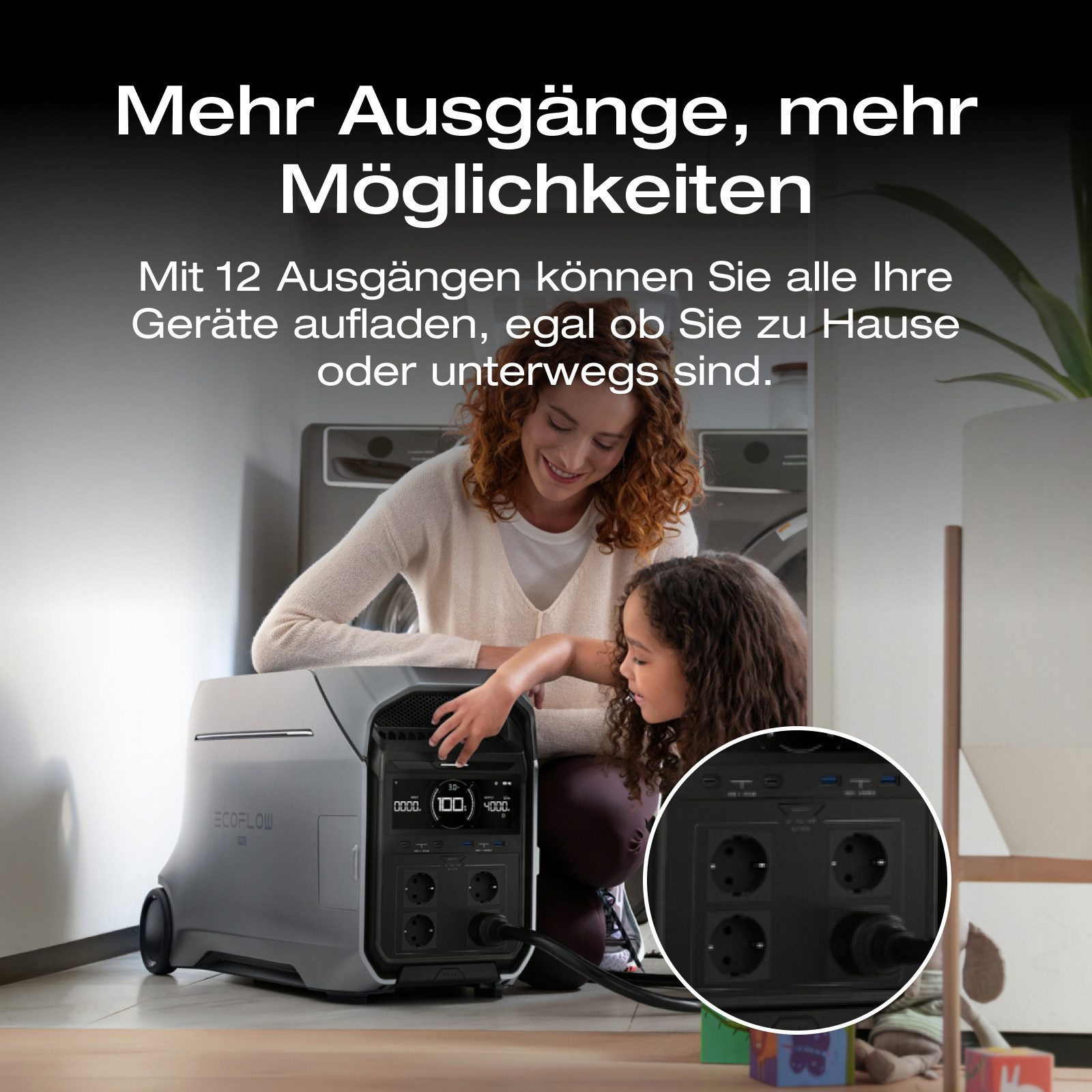 Ecoflow EF ECOFLOW DELTA Pro 3 Tragbare Powerstation, 4096Wh LFP-Batterie Powerstation EcoFlow DELTA Pro 3 EcoFlow DELTA Pro 3 1280000 mAh, Erweiterbar auf 12 kWh, für den Hausgebrauch, Notfälle, Wohnmobile