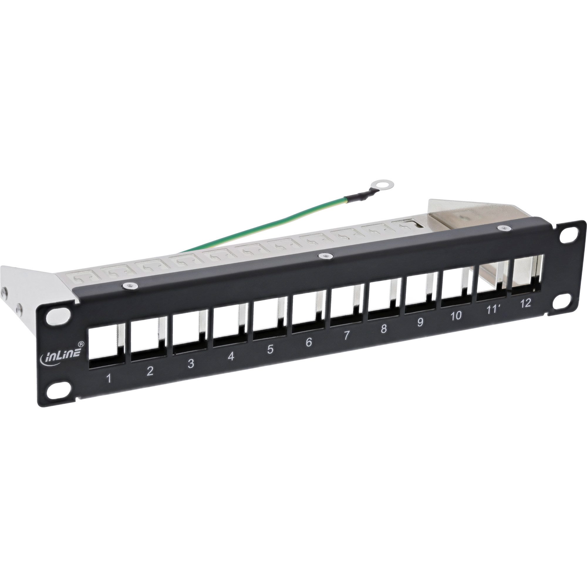 InLine® 10" Patchpanel Leerblech 12-fach für Keystone Module 1HE RAL 9 Netzwerk-Patch-Panel