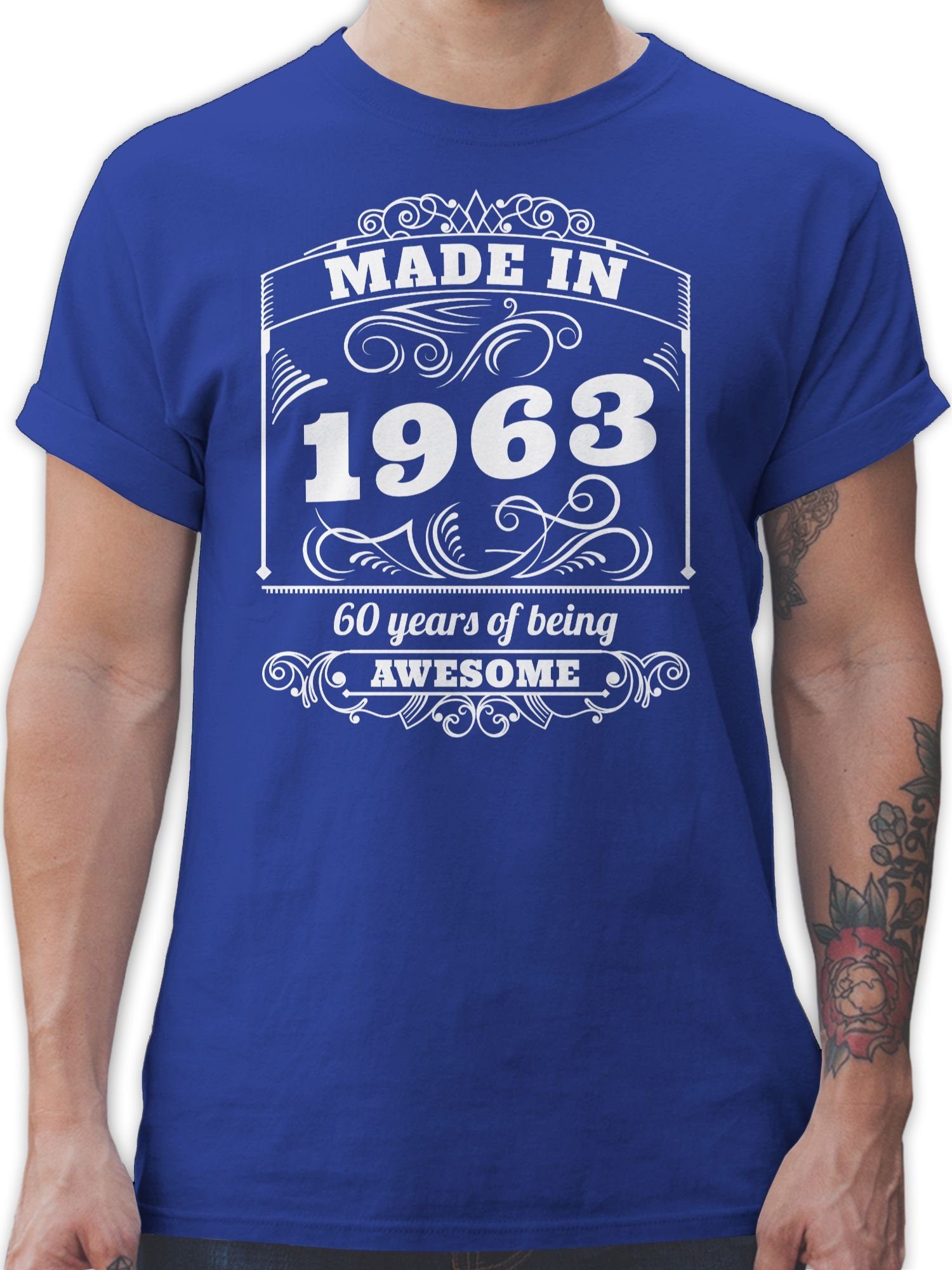 Shirtracer T-Shirt Made in 1963 Sixty years of being awesome 60. Geburtstag 2 Royalblau