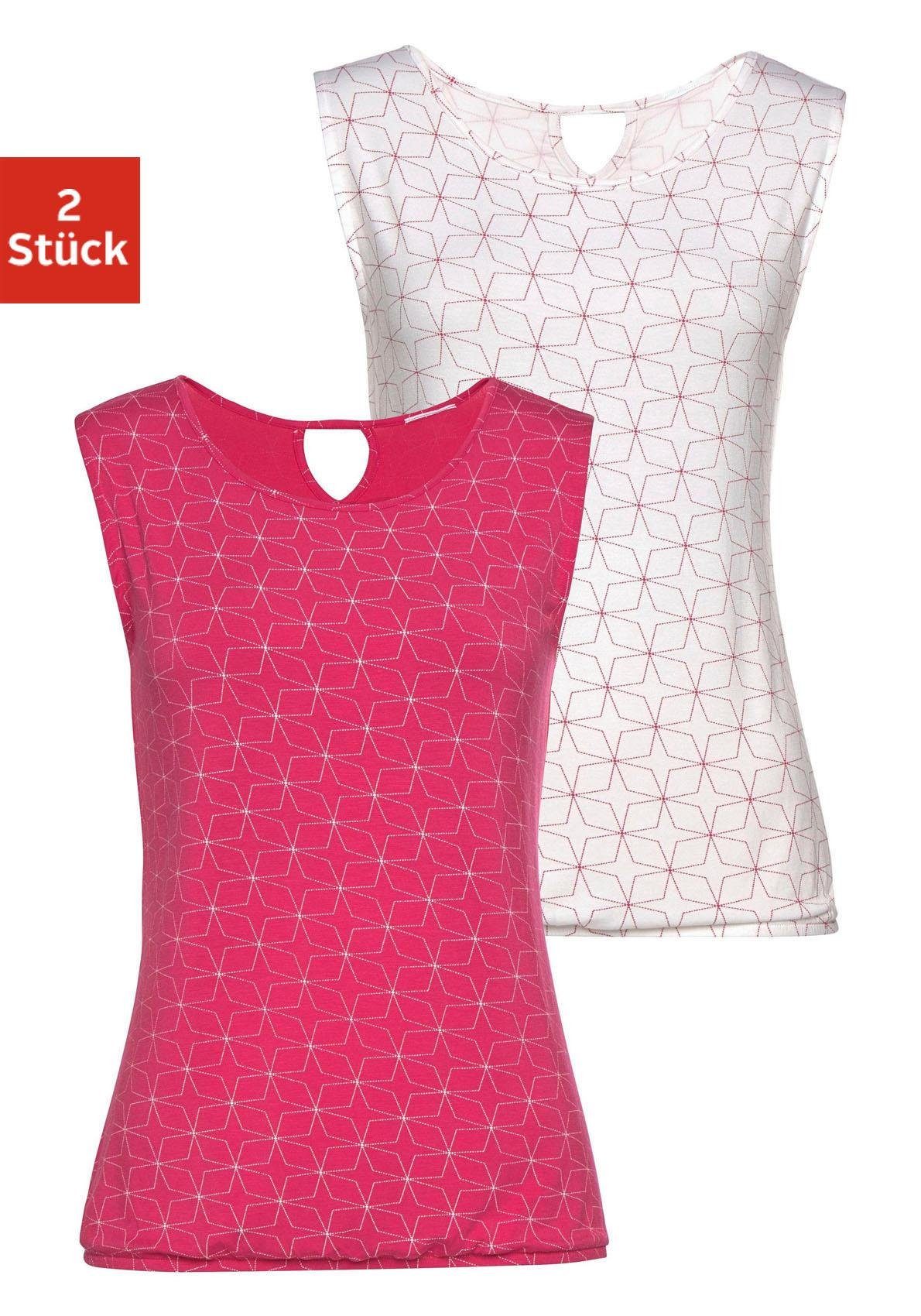 LASCANA Shirttop (2er-Pack) mit kleinem Cut-Out im Nacken