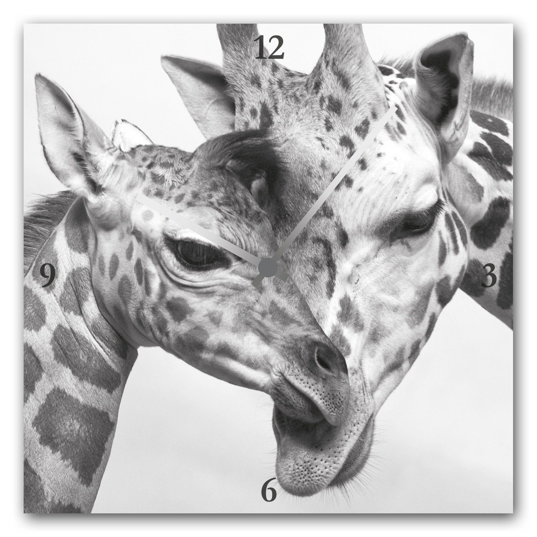 queence Wanduhr Giraffen (eckig, Acrylglas, Tiermotiv, Giraffen)