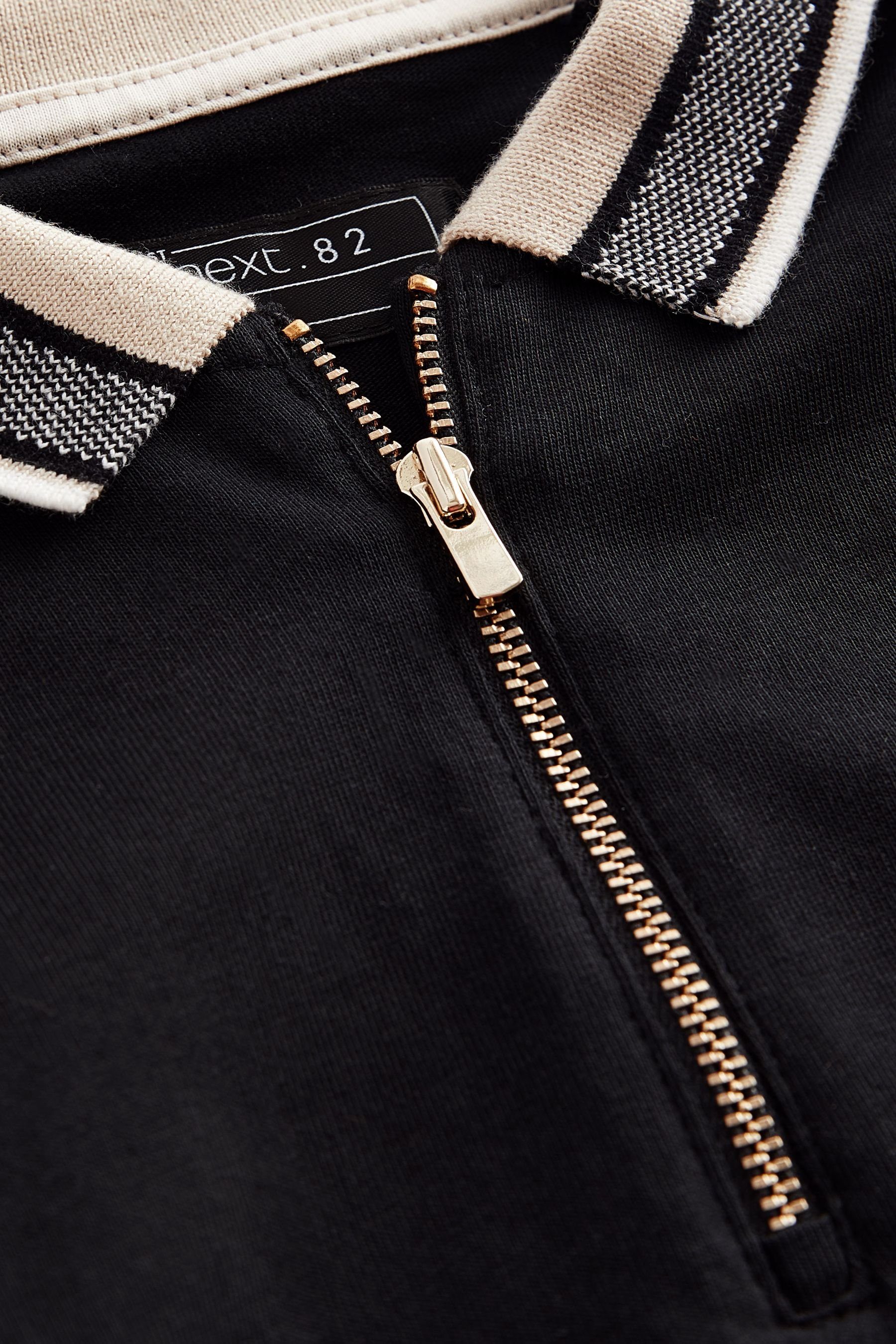 mit Kurzärmeliges Black Next Poloshirt Polohemd (1-tlg) Reißverschluss