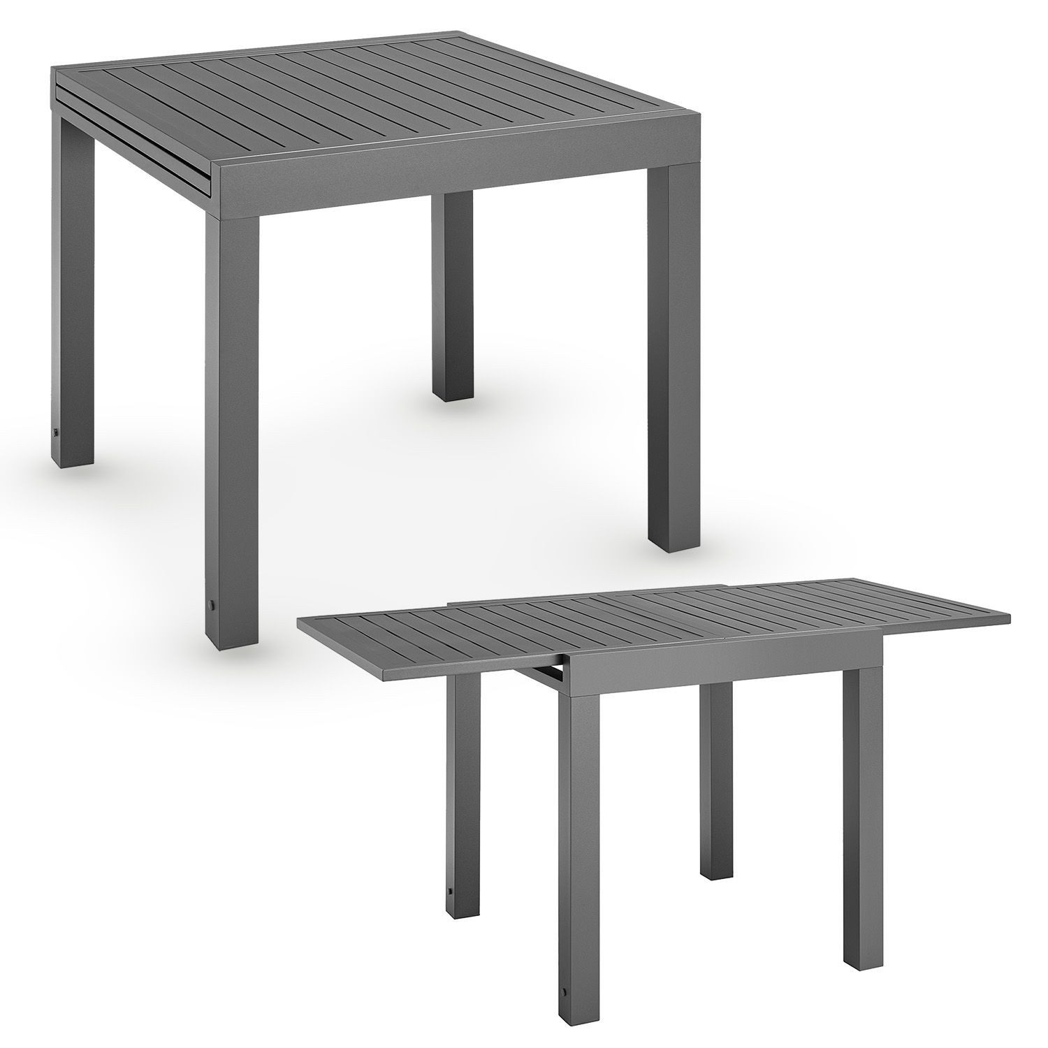Juskys Gartentisch Laki, 80x80 cm, Aluminium Esstisch zum Ausziehen, Balkonmöbel, Gartenmöbel