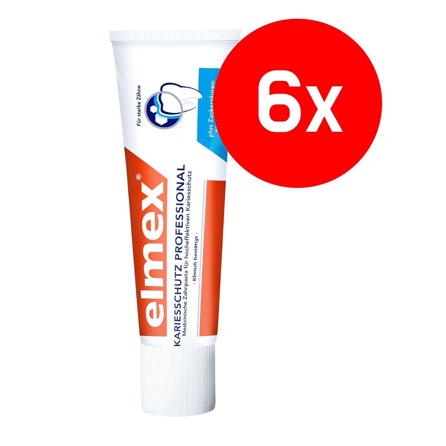 elmex Zahnpasta Kariesschutz Professional Zahnpasta, medizinische Zahnreinigung 75 ml, (6-St)