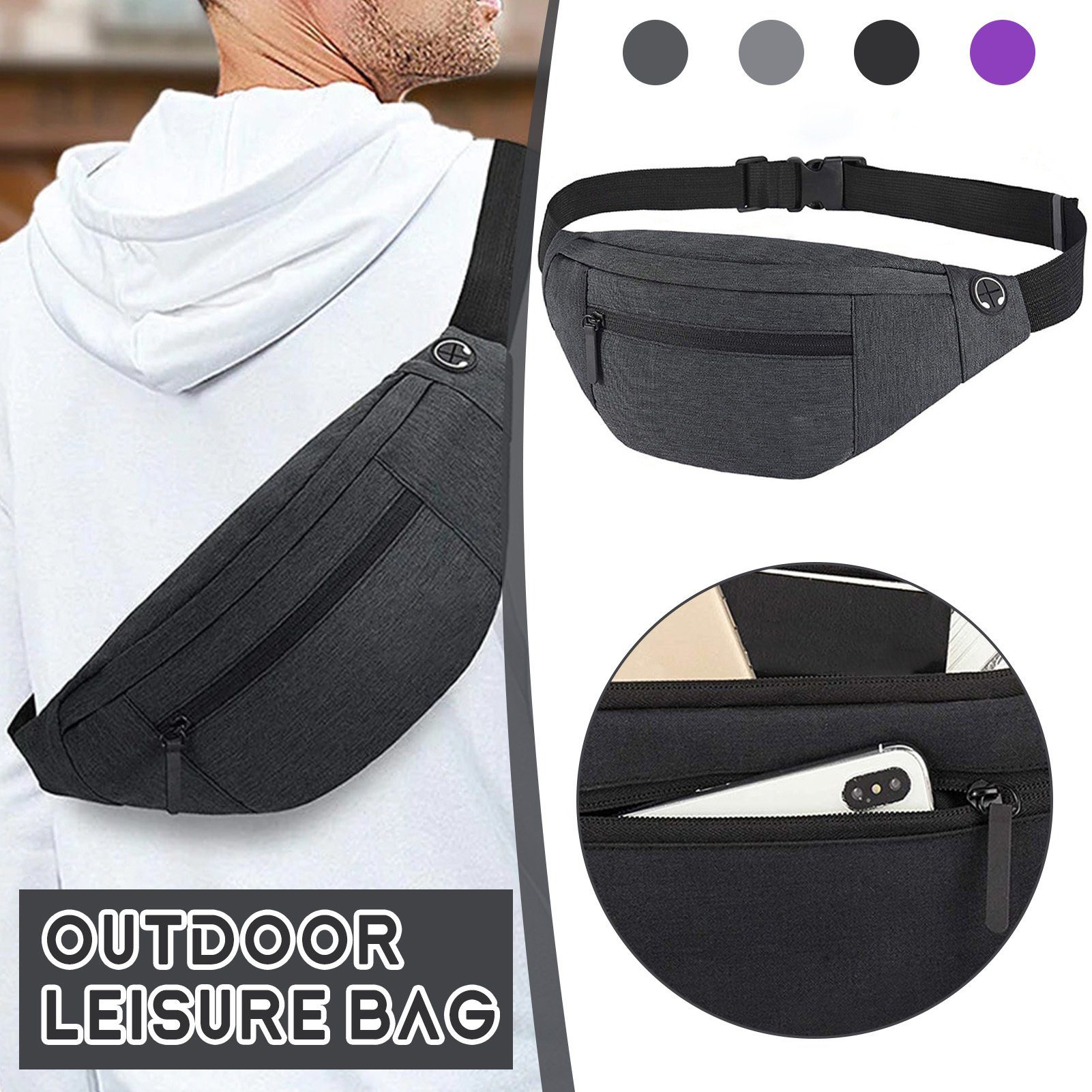 Bag,Brusttasche, Umhängetasche Umhängetasche,Tragbare Blusmart Große black Schultertasche Crossbody