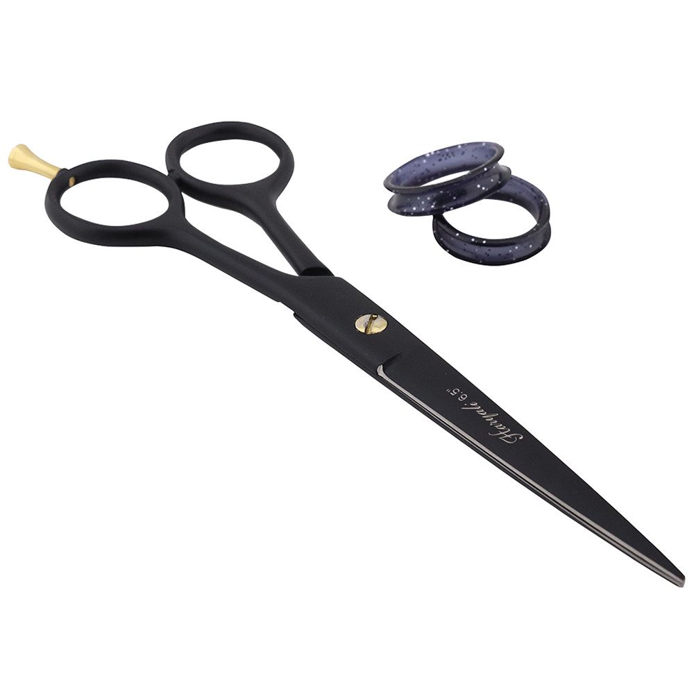 Haryali London Haarschere Haarschneideschere, hochwertige Friseurschere in Schwarz und Gold 6.5", (1 Stück, Öl einmal pro Woche), Scharfe und glatte Klinge für einen besseren Haarschnitt