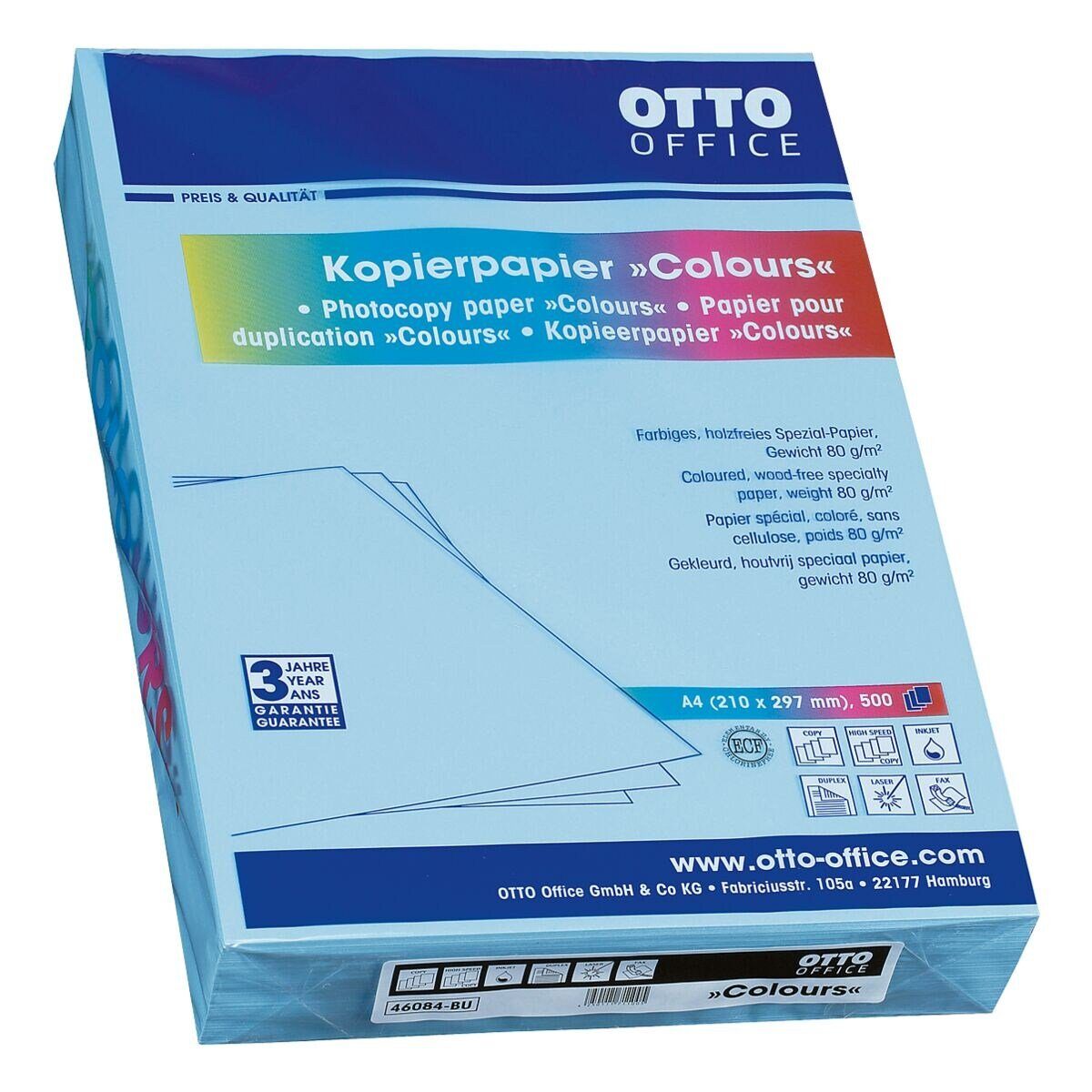 Otto Office Druckerpapier COLOURS, Intensivfarben, Format DIN A4, 80 g/m², 500 Blatt
