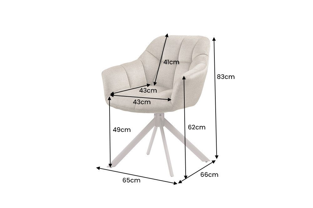 riess-ambiente Polsterstuhl PAPILLON beige/greige - Samt, Metall, mit Armlehne, drehbar, modern (Einzelartikel, 1 St), mit 180° Drehfunktion und Autoreturn – id – Bild 3 von 5