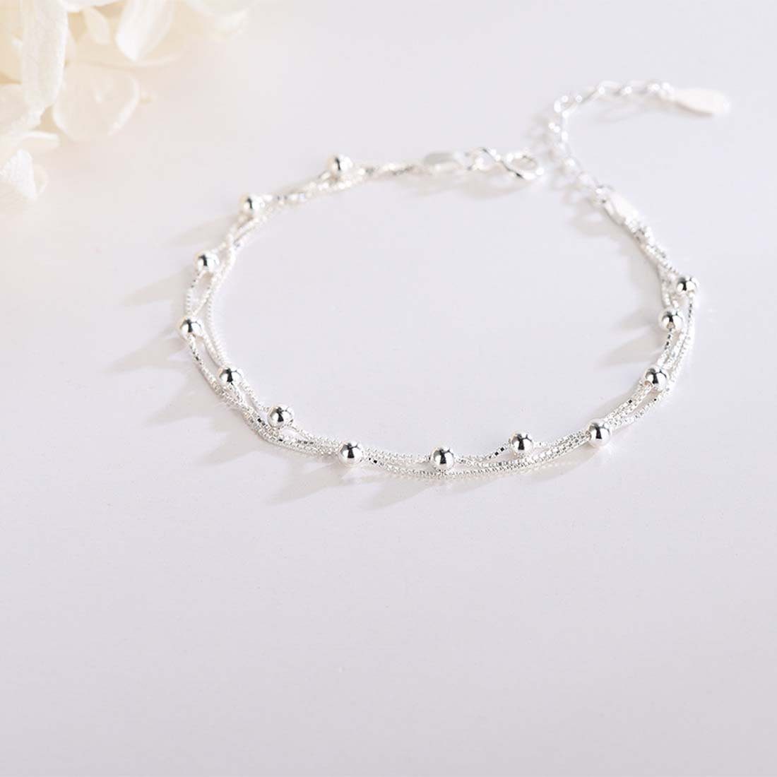 FIDDY Charm-Armband Perlenarmband mit schlichtem Doppel-Layer für Damen (1-tlg), Dünne Kette, bezaubernd, Damen, tolles Geschenk