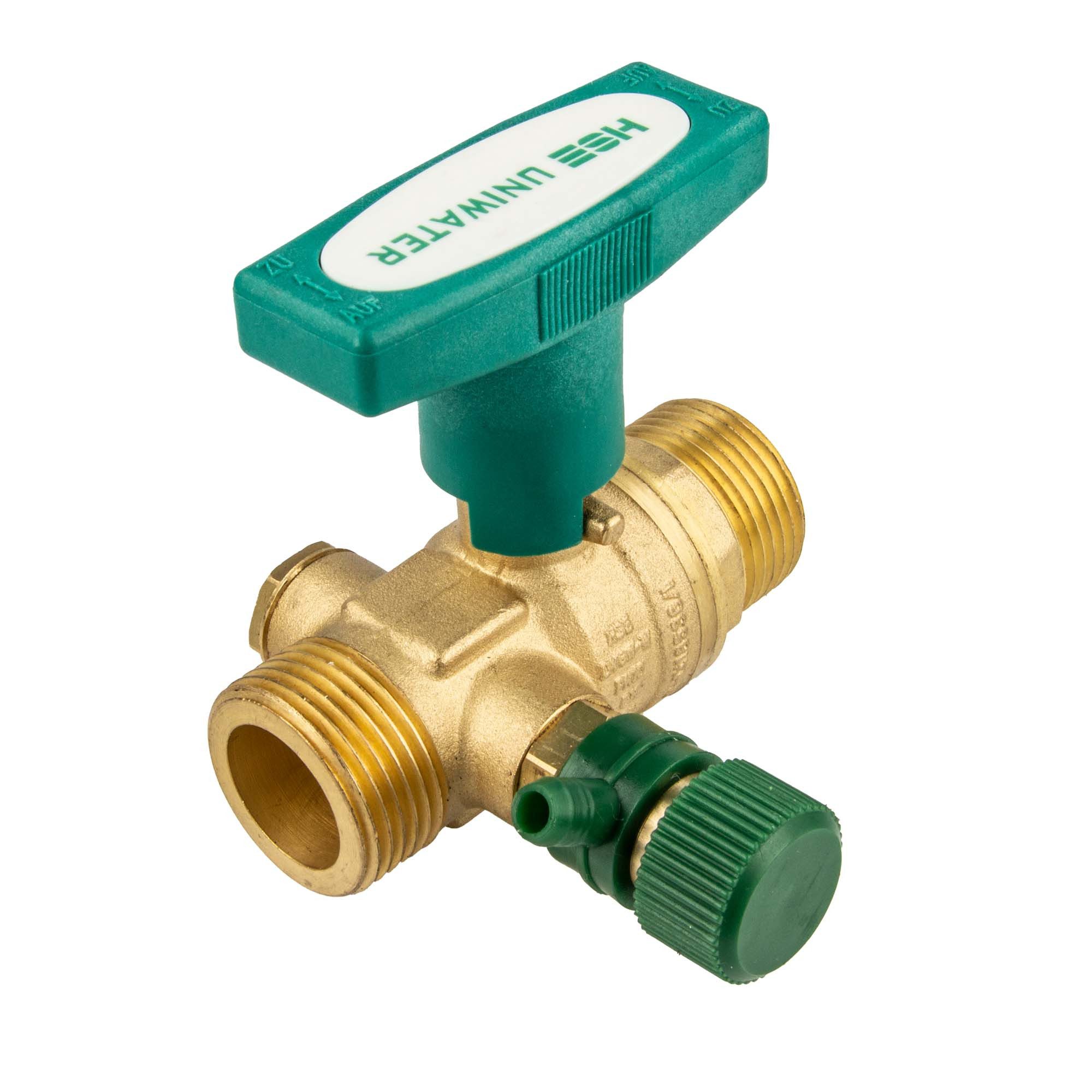 Hermann Schmidt Kugelhahn UNIWATER Trinkwasser-mit Entleerung Typ 1438 - beidseitig AG, mit Entleerungsventil