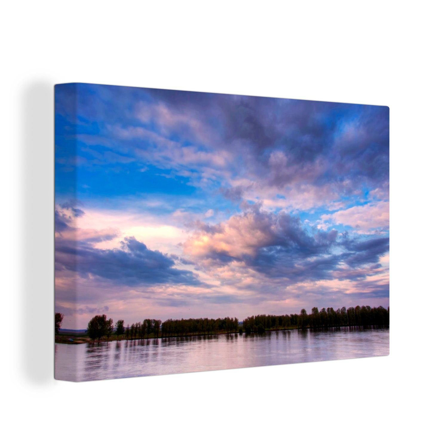 Himmel Wanddeko, europäischen im Leinwandbild Wandbild cm (1 dem Aufhängefertig, Leinwandbilder, Farbiger 30x20 Rumänien, St), über OneMillionCanvasses® Donaudelta