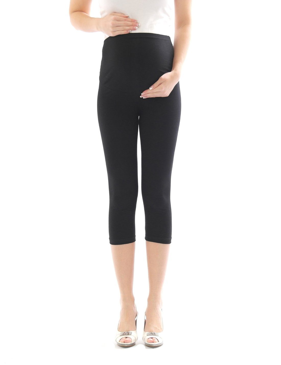 Maternity Black Over Bump Leather-Look Leggings