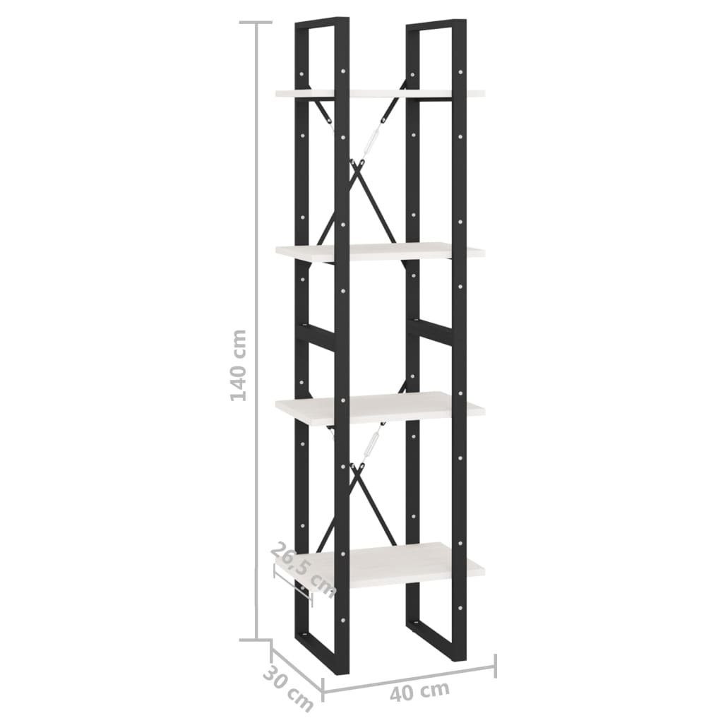 in cm, möbelando aus BxHxT: Stahl 40x140x30 Bebertal, Bücherregal Weiß Kiefer,