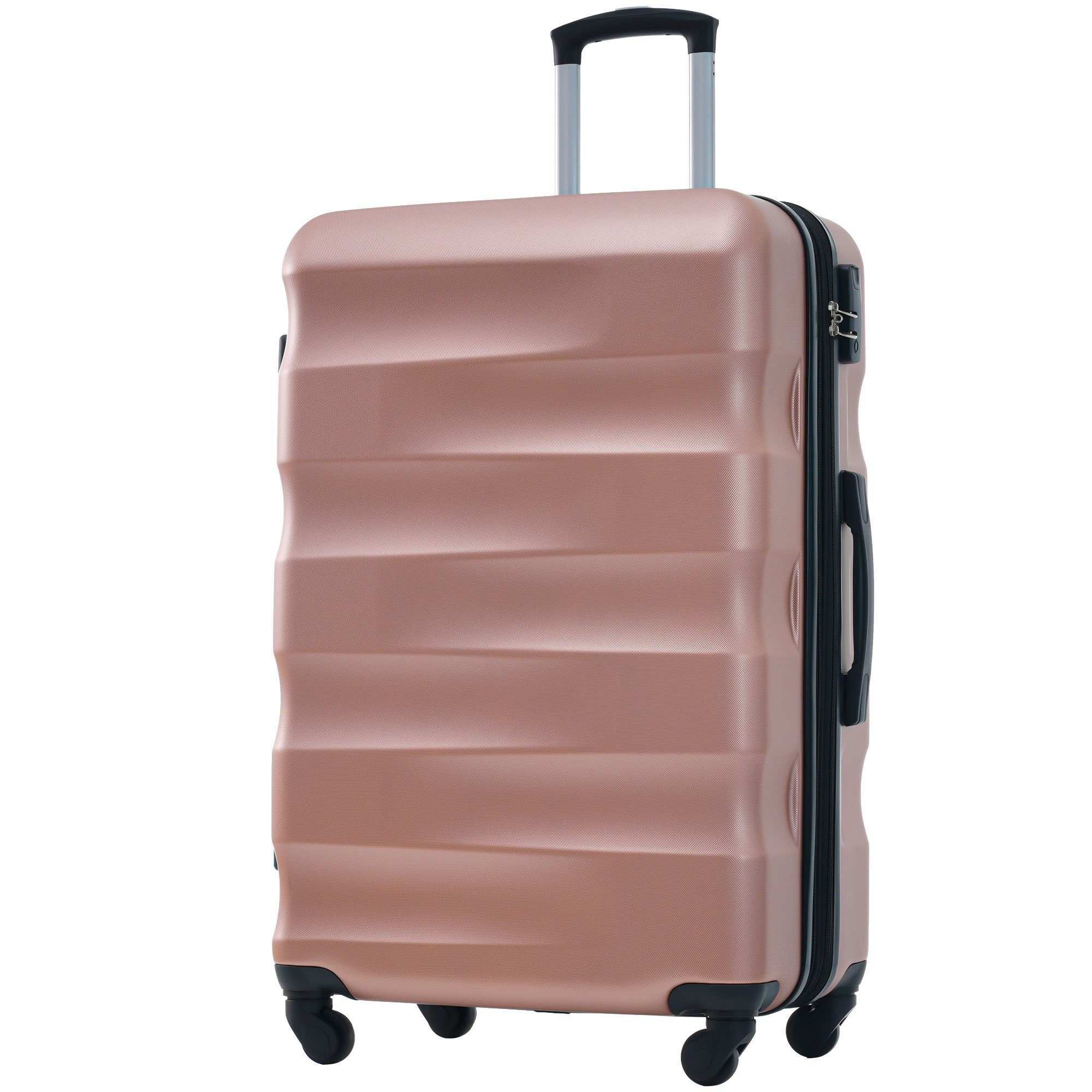 mit Volumenerweiterung, Rollen, 79*50*30.5 Koffer rosa Rollkoffer, BlingBin 4 Zollschloss, Hartschalen-Koffer TSA