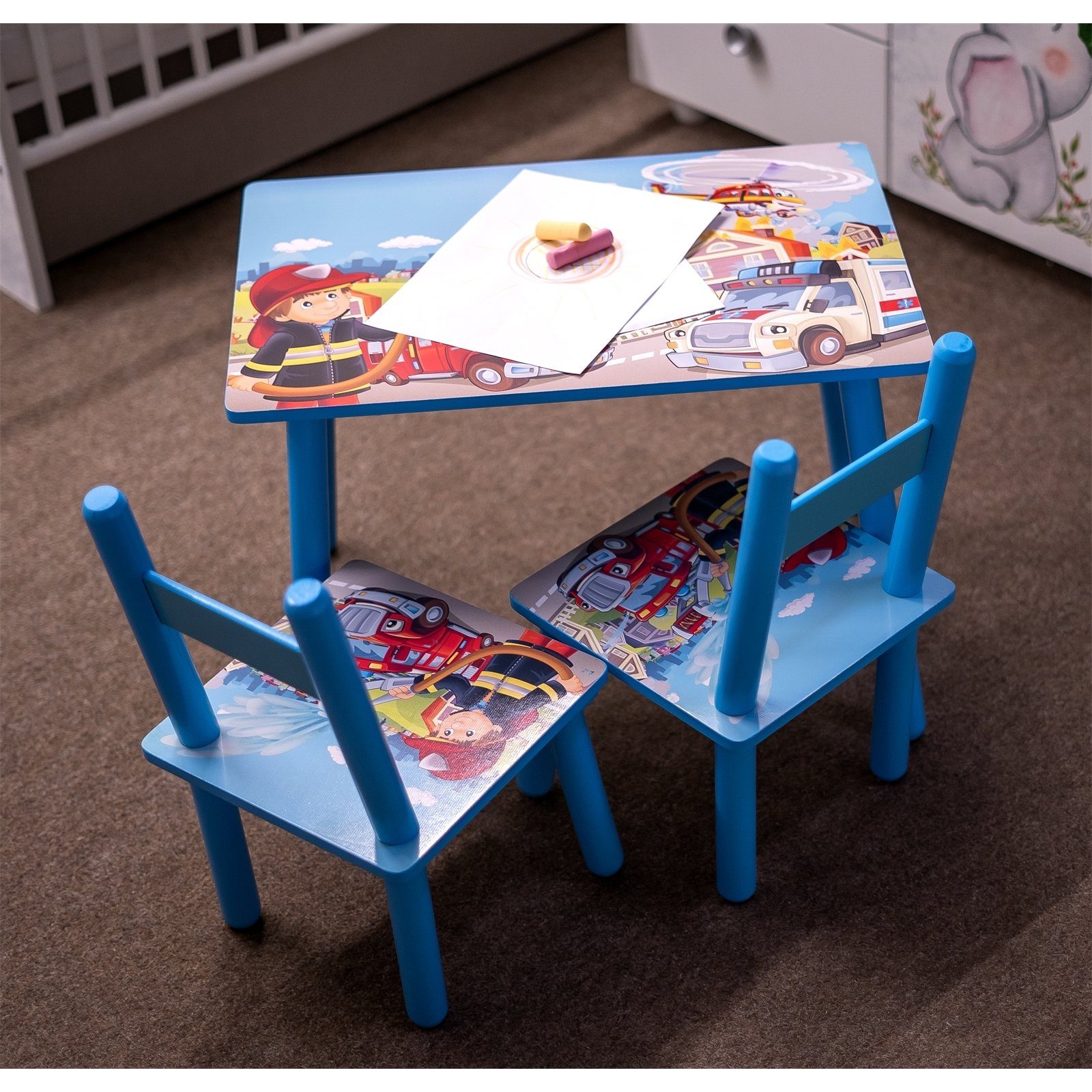 HTI-Line Kindersitzgruppe Kindertischgruppe Feuerwehr, (Set, 3-tlg., 1 Tisc günstig online kaufen