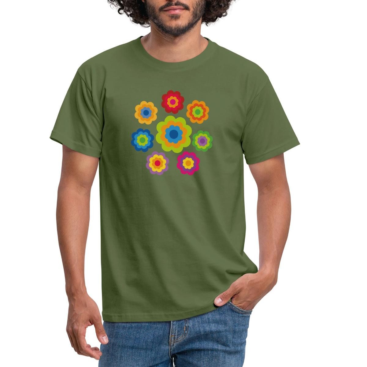 Spreadshirt T-Shirt 70er Jahre Hippie Flower Power Kostüm Blumen Outfit Män günstig online kaufen