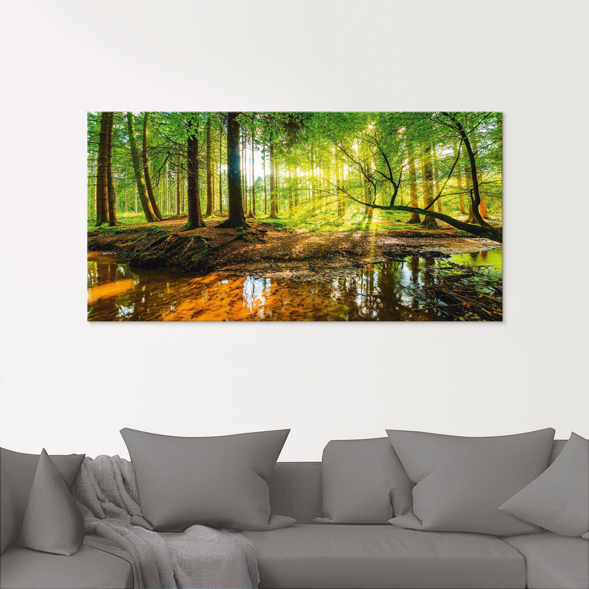 Artland Glasbild Wald mit Bach, Wald günstig online kaufen