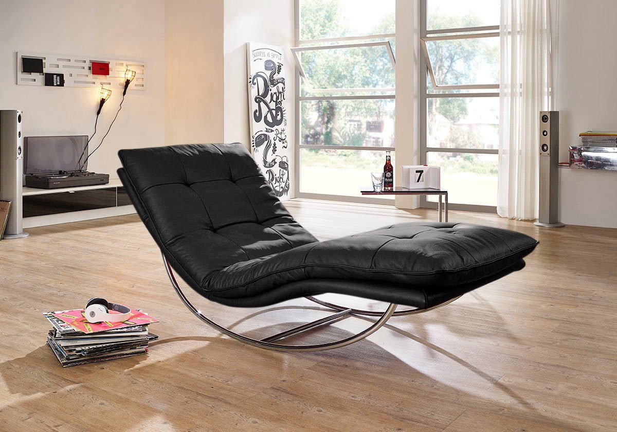 W.SCHILLIG Relaxliege daily dreams, in Waffelkissen-Optik, Schaukelgestell Chrom glänzend, in 2 Breiten