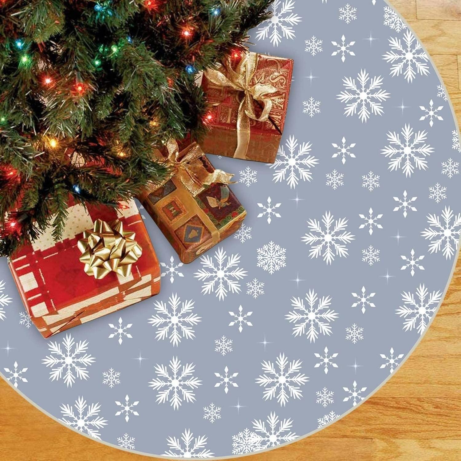 LuxusKollektion Weihnachtsbaumdecke Weihnachtsbaumdecke Grau Schneeflocke 120cm