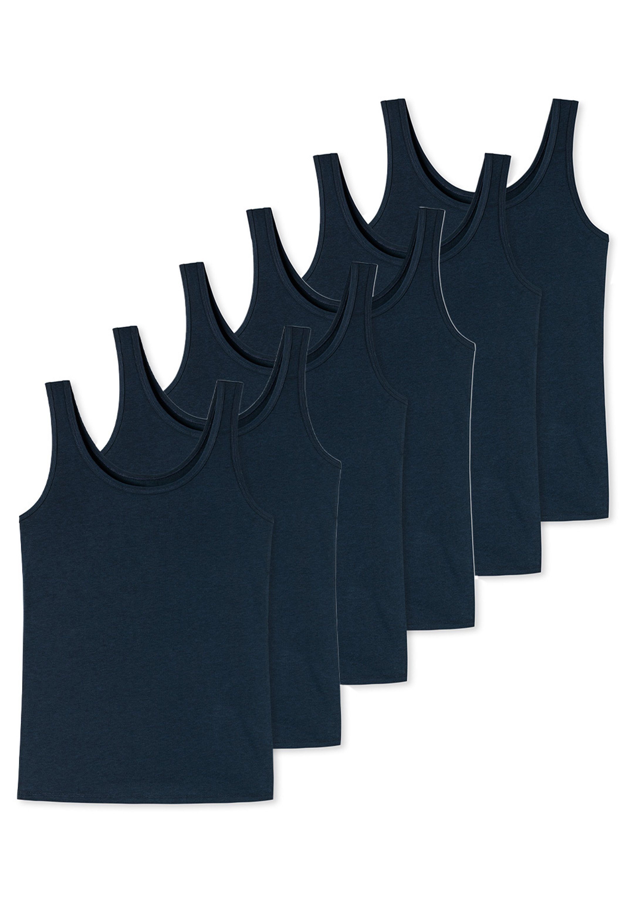 6-St) Pack verarbeitet Unterhemd uncover 6er by Baumwolle Hochwertig Unterhemd (Spar-Set, SCHIESSER Basic - Tanktop - Dunkelblau /