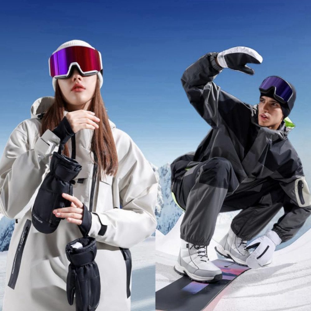 Blusmart Skihandschuhe Wasserdichte Skifäustlinge mit Innenhandschuhen (Reißverschlusstasche, Warm und bequem) Für Skiausflug, Winterhandschuhe zum Skifahren