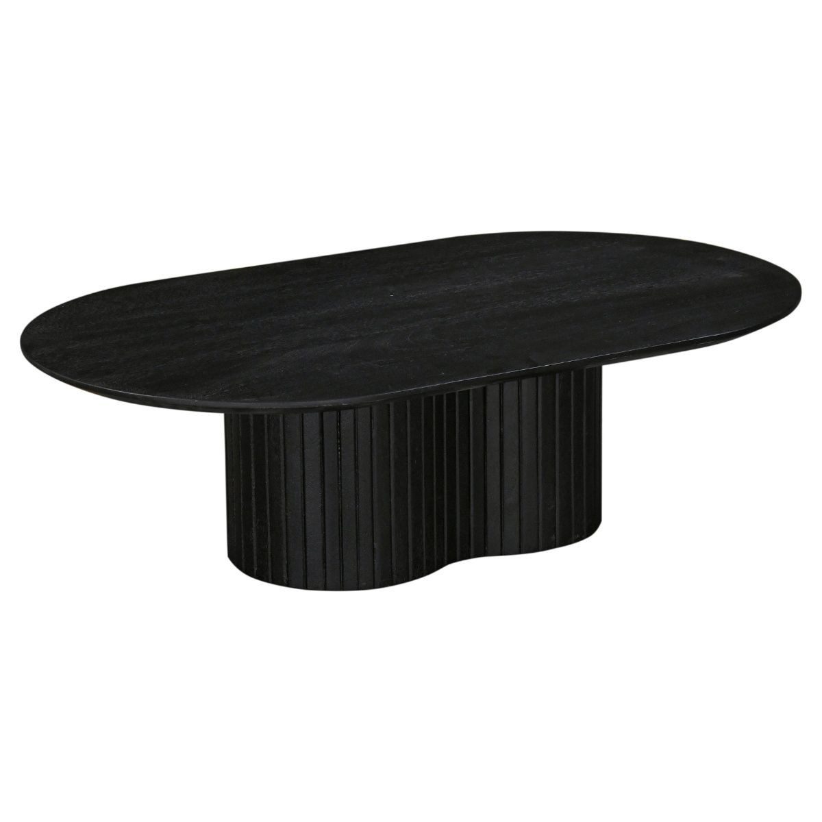 Maison ESTO Couchtisch Nami Curve, Mangoholz, oval, 90x60x35 cm, Braun/Schwarz, Passend für Japandi-, Skandi- oder Zen-Wohnkonzepte