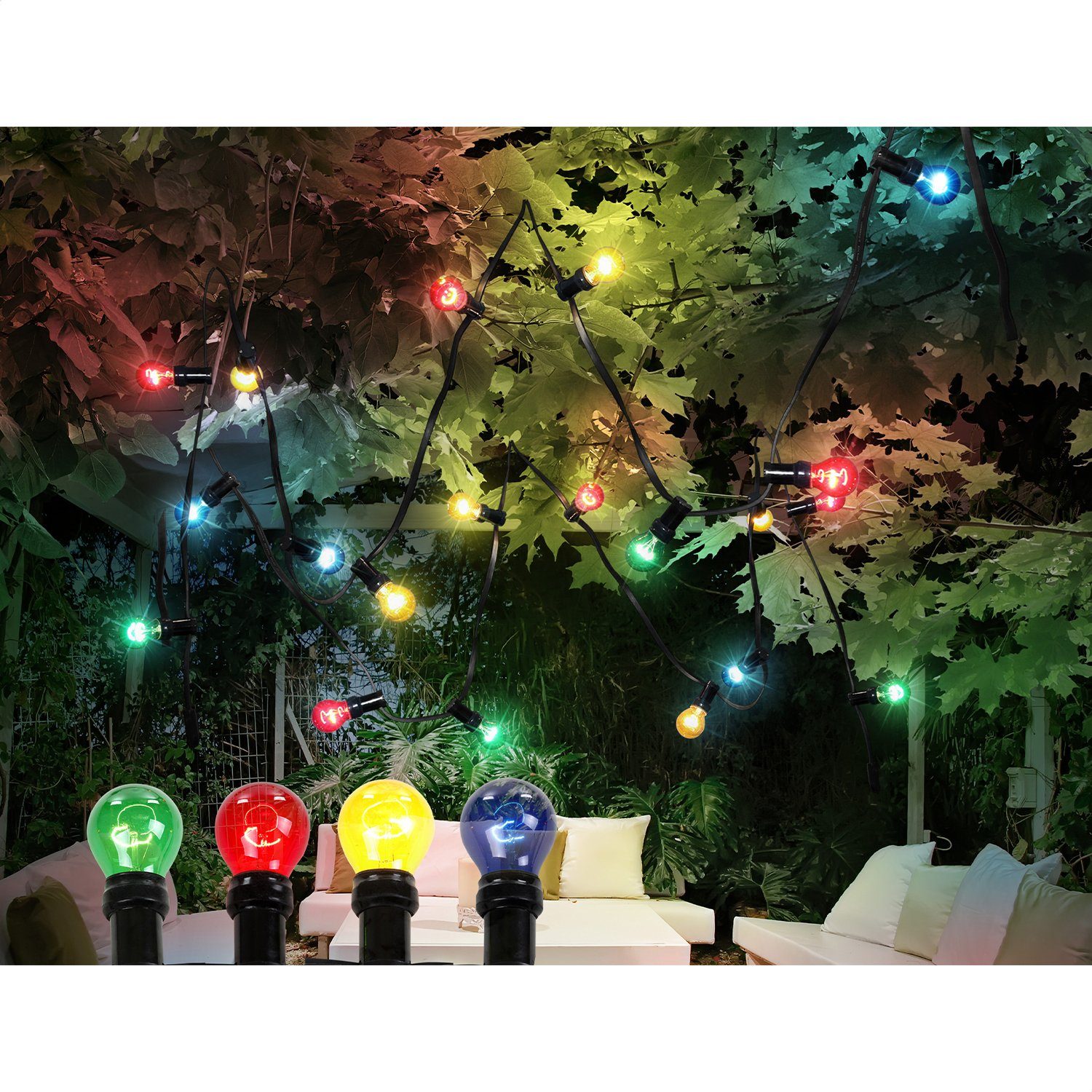 Lampe Lichterkette Kunststoff Garten-Leuchte Lichterkette Außenleuchte 3400 GLOBO Globo