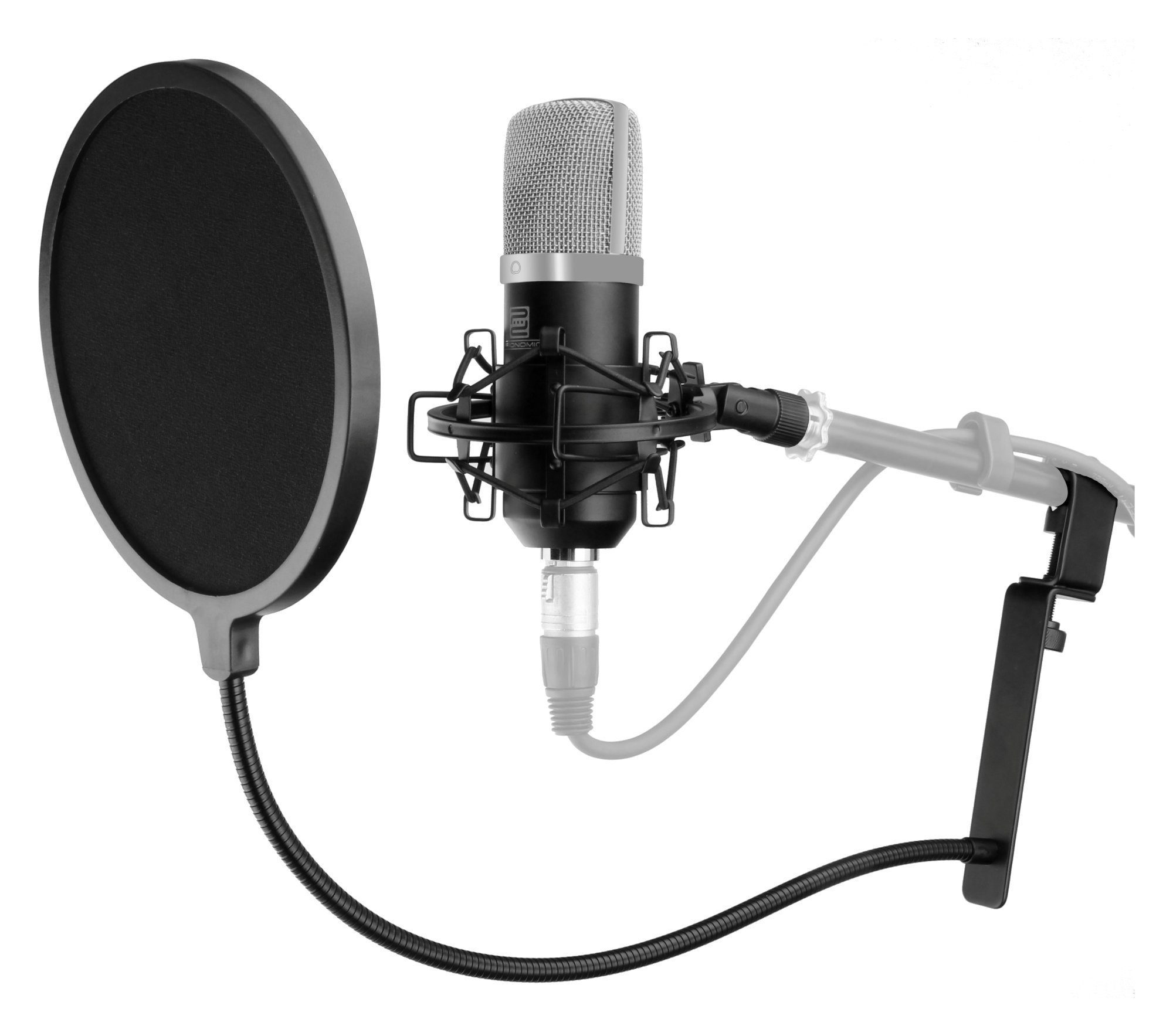 Pronomic Mikrofon CM-22 Studio Großmembranmikrofon (Popschutz schwarz-Set, 6-tlg), Inkl. Spinne, Windschutz, Etui und Koffer
