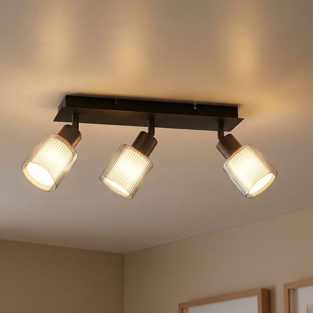 GLOBO LIGHTING Deckenleuchte, Leuchtmittel nicht inklusive, Deckenleuchte Deckenlampe Wohnzimmerlampe Metall schwarz matt Glas