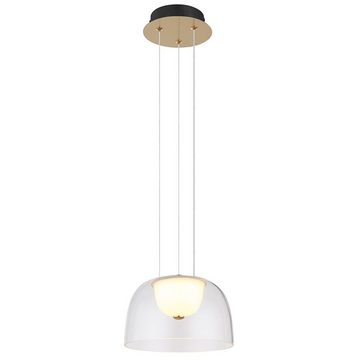 Globo LED Pendelleuchte, LED-Leuchtmittel fest verbaut, Warmweiß, LED Pendelleuchte Wohnzimmerlampe Metall Glas messing klar H 120 cm