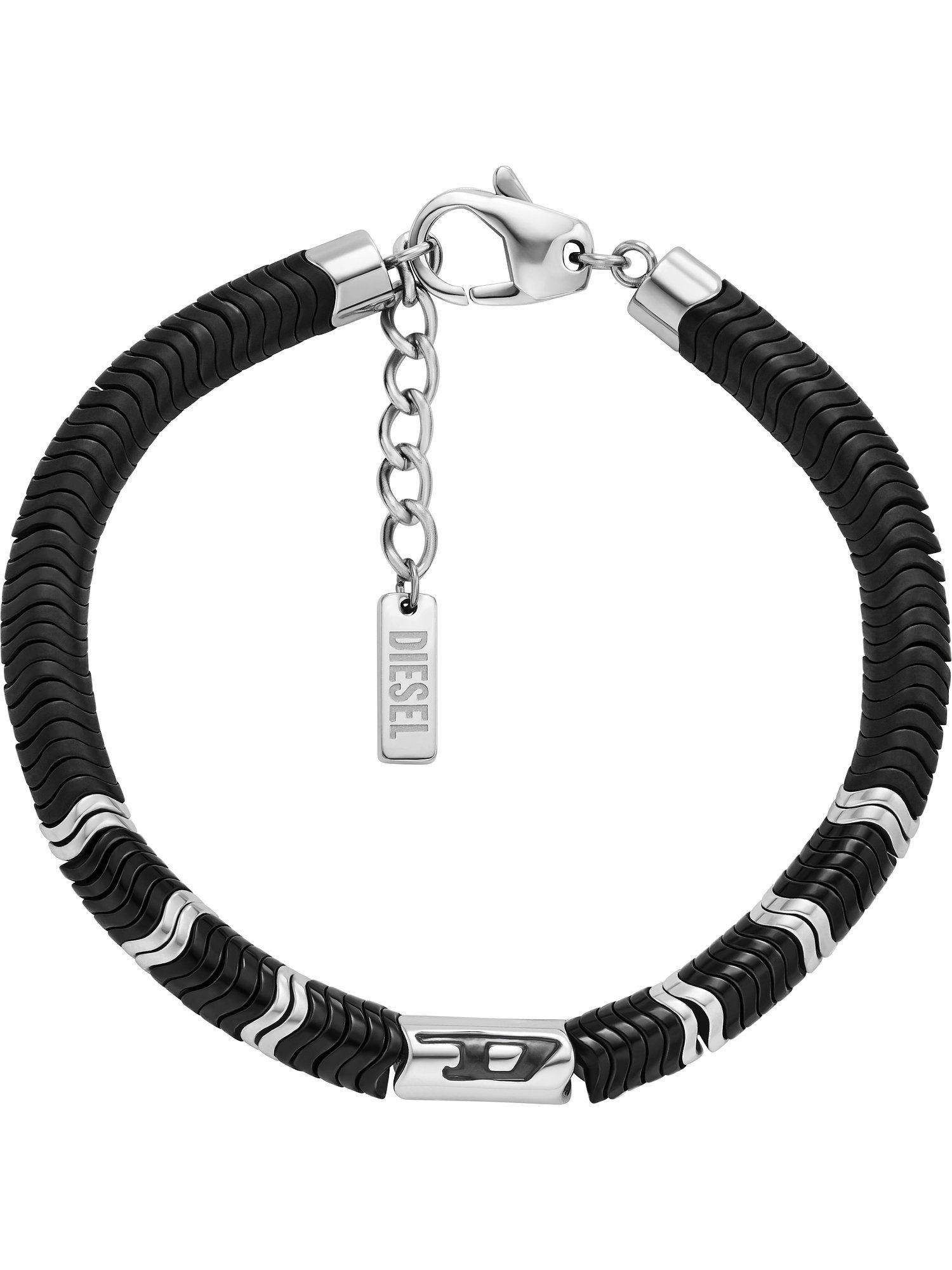Edelstahlarmband Diesel Herren-Armband Farbstein, Edelstahl Hämatit