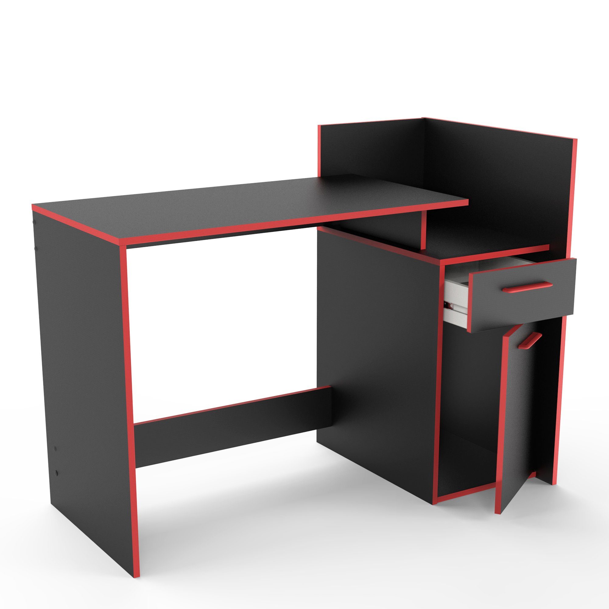 habeig Gamingtisch Gamingtisch Schreibtisch schwarz rot Computertisch  117x90x60cm …, vielseitig einsetzbar