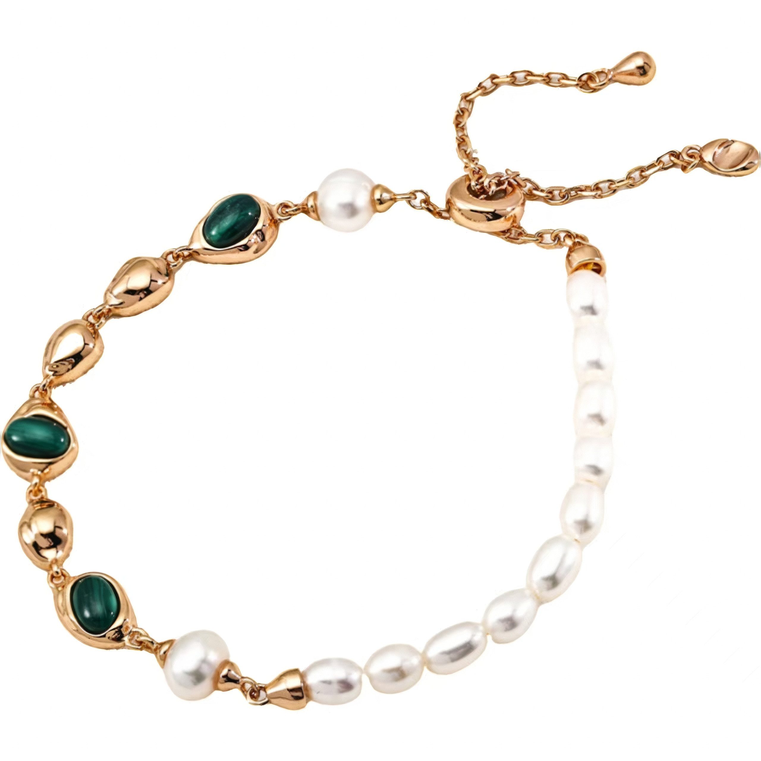 Jumpeak Silberarmband Damen-Armbänder, Turmalin-Armbänder, Perlen-Armbänder, Grünes Armband, 18K vergoldet, Schwesterngeschenk für Frauen