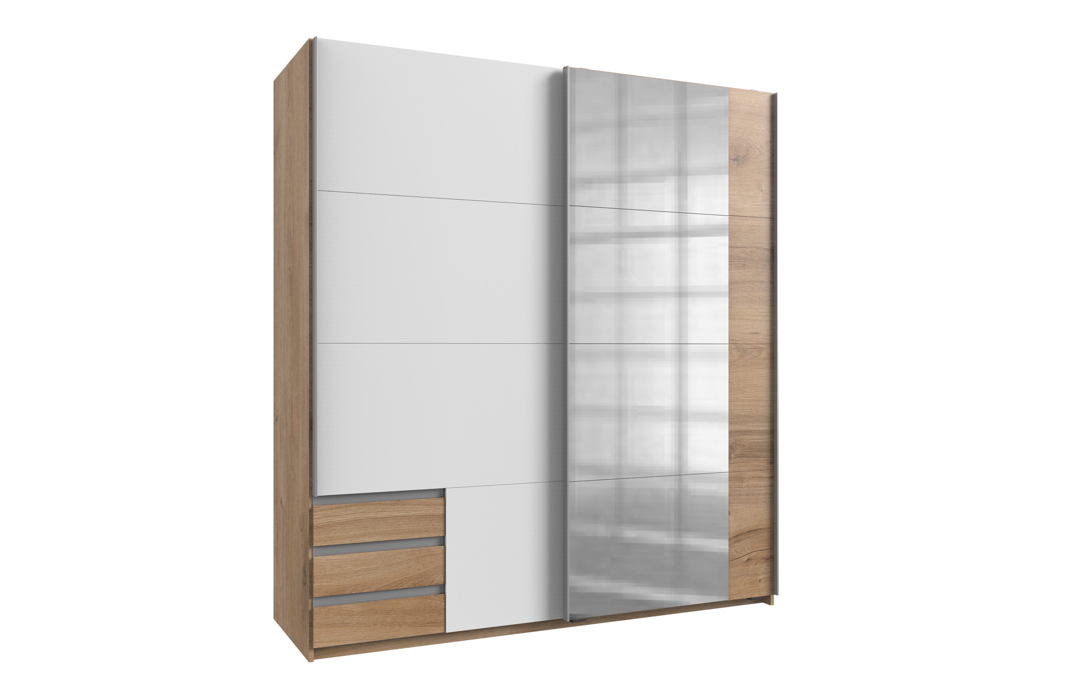 möbel-direkt.de Kleiderschrank Emden in Plankeneiche mit Weiß (komplett, 1-St., Kleiderschrank) Made in Germany