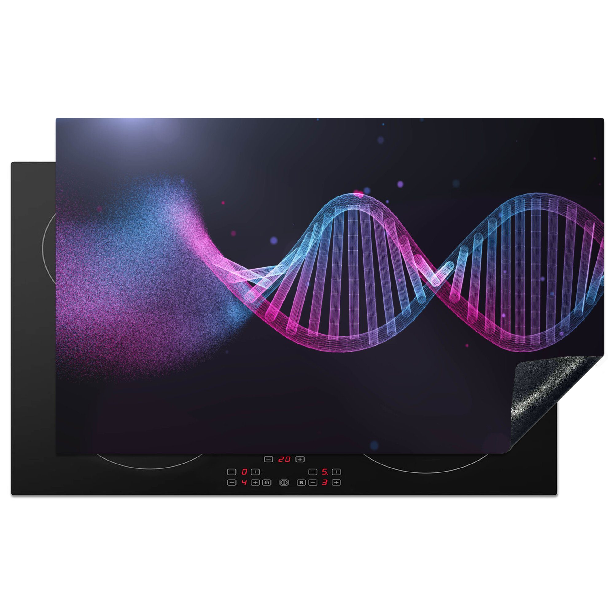 MuchoWow 83x51 (1 für Herdblende-/Abdeckplatte cm, tlg), küche Vinyl, DNA, Arbeitsplatte Illustration der Ceranfeldabdeckung,