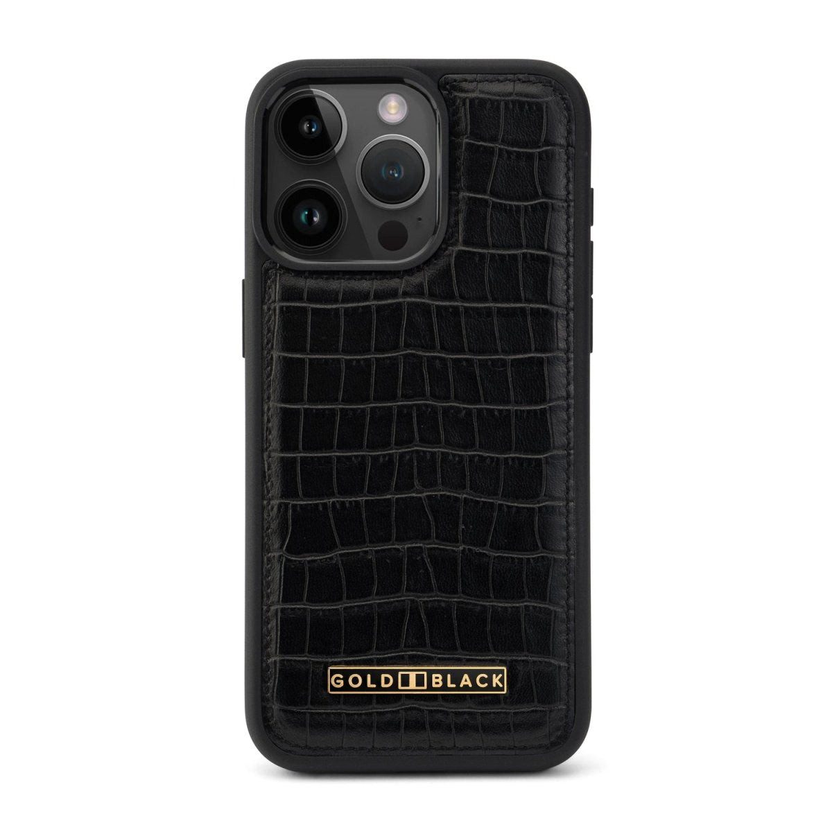 GOLDBLACK Handyhülle GOLDBLACK iPhone 15 Pro Max Lederhülle CrocPrestige schwarz