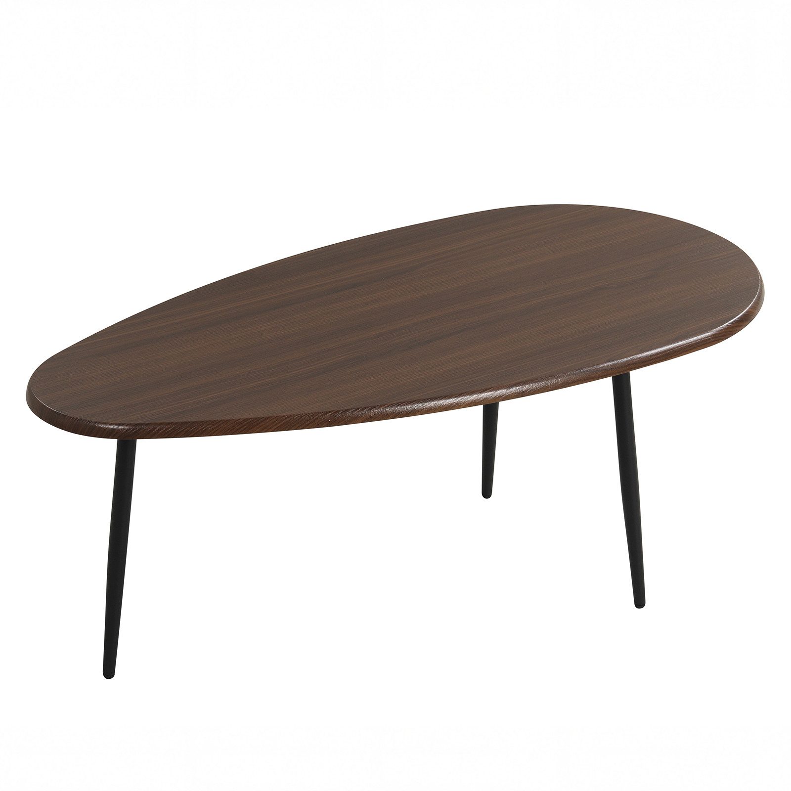 COSTWAY Couchtisch, Wohnzimmertisch oval, mit stabiler Metallkonstruktion