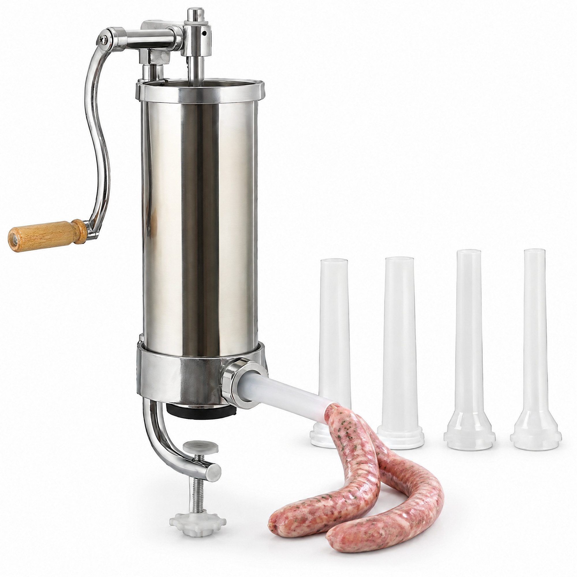 Melko Wurstfüllaufsatz Wurstfüllmaschine Edelstahl Wurstspritze Presse Gastro Küche Maschine, Zubehör für Universal, ergonomische Handkurbel