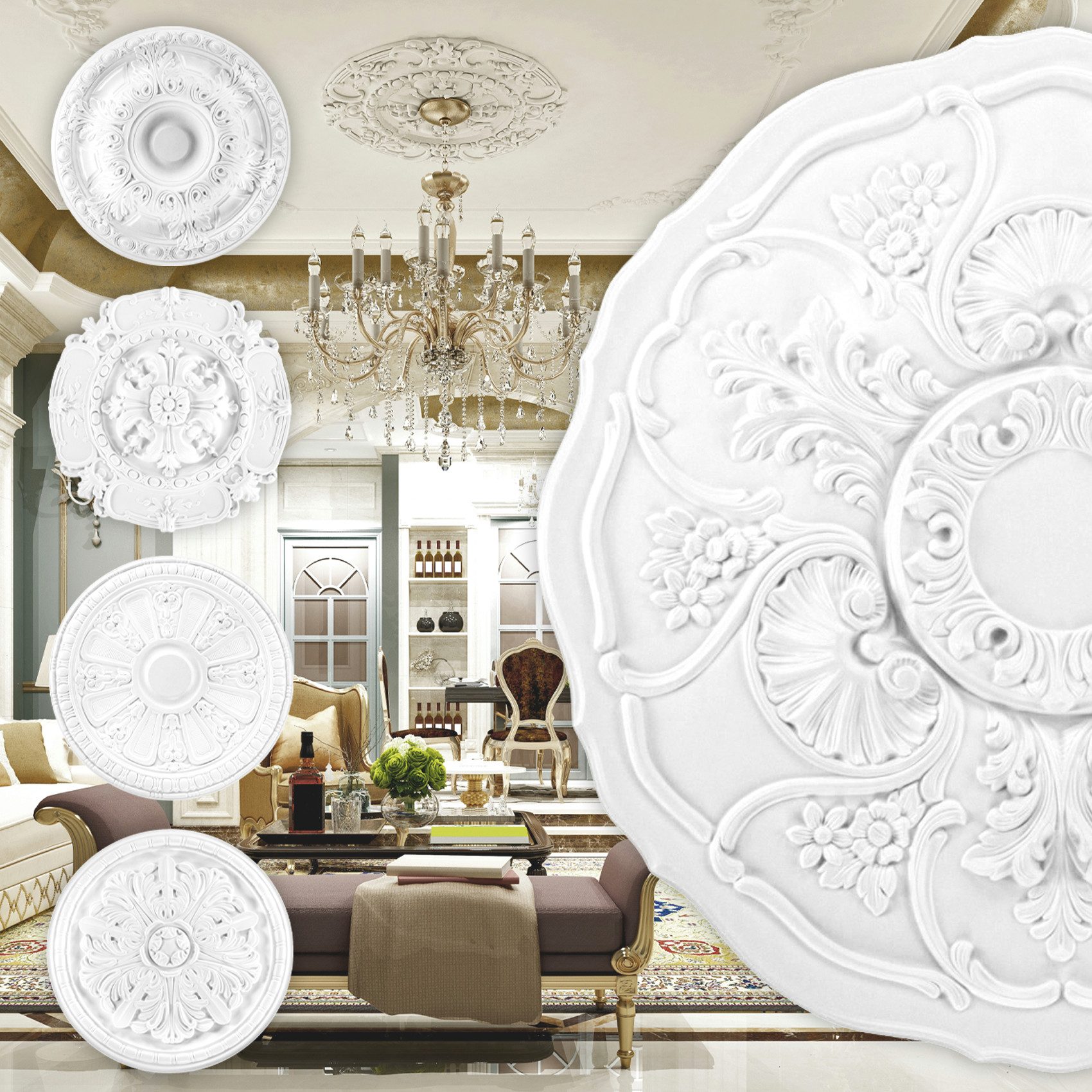 Grand Decor Wanddekoobjekt R123 (Stuckrosette aus günstig online kaufen