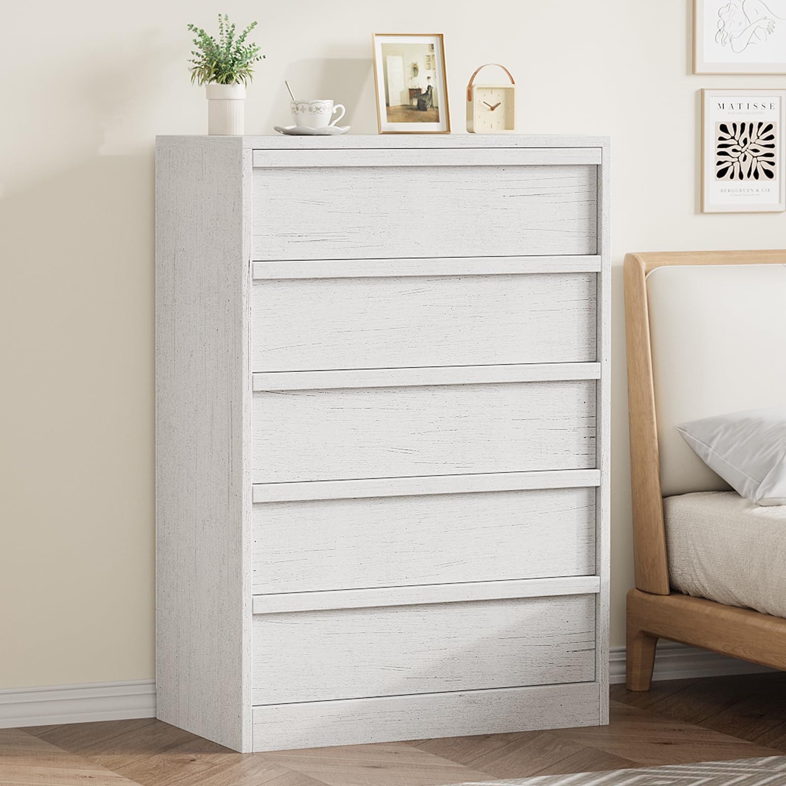 GarveeMore Kommode Stilvoll Highboard Schubkastenkommode Hochkommode Kombikommode, 5/7 Schubladen großem Stauraum, moderner Kommoden-Organizer-Sideboard