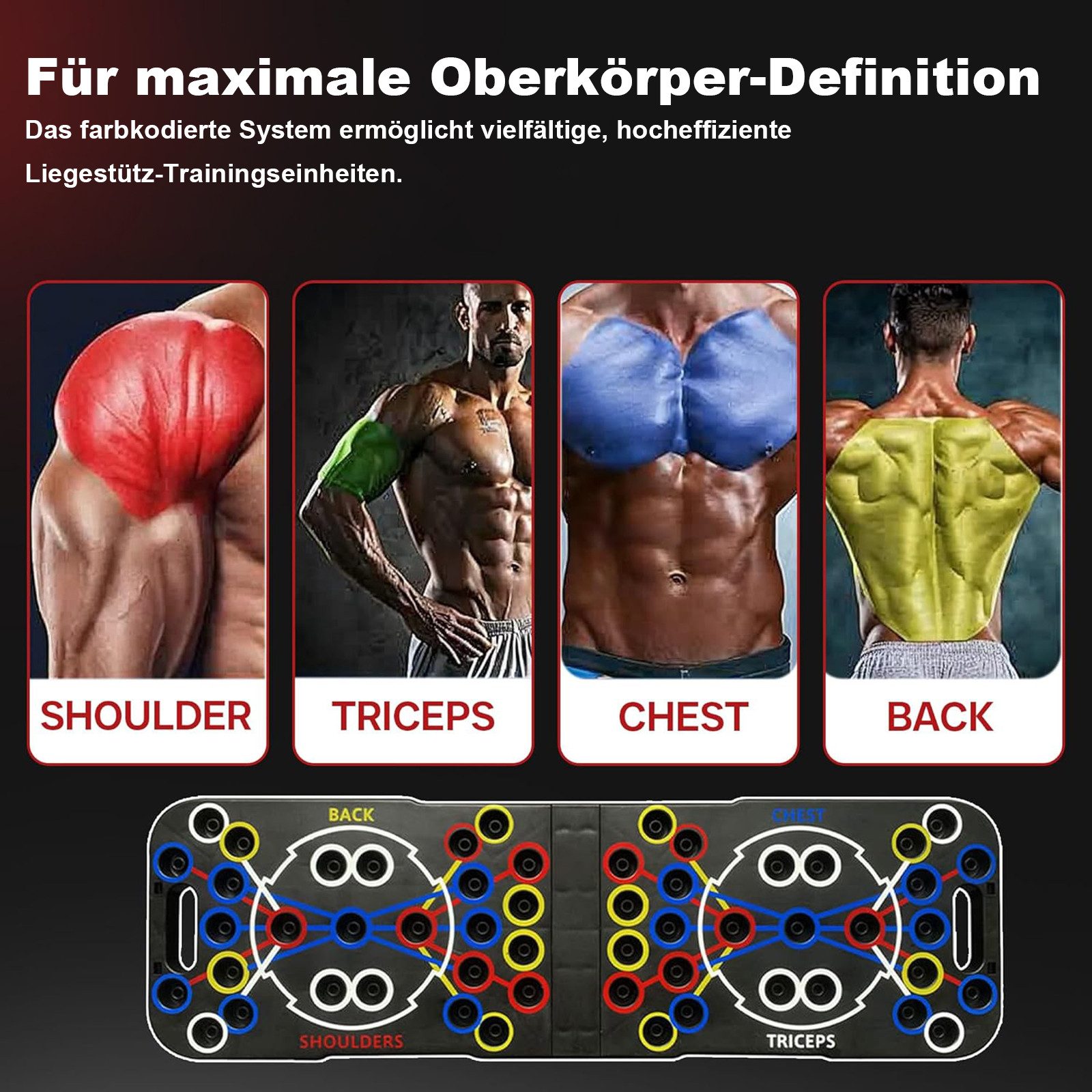 SURFOU Liegestützgriffe 27 in 1 Trainingsboard Set mit Liegestützgriffen & Widerstandsbändern, Faltbares Calisthenics Equipment für Ganzkörpertraining mit Guide